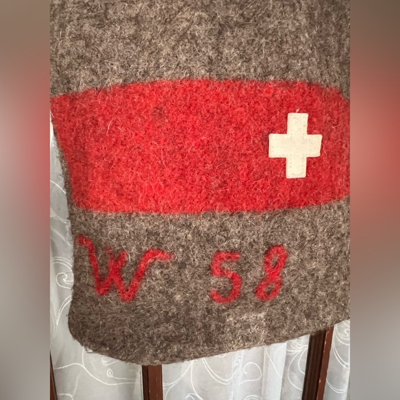 Karlén Swiss Vintage Army Wool Blanket Large Bag Purse Tote Leather Straps - Picture 2 of 14